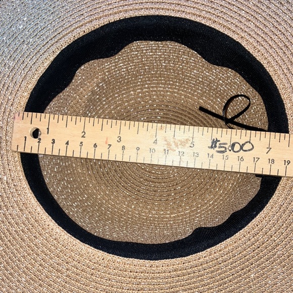 Stylish Tan Wide Brim Hat / Black Band and adjustable inside string to tighten - Picture 7 of 11